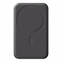 Mini magnētiskais portatīvais lādētājs Joyroom JR-W020 5000mAh USB-A USB-C 20W (melns) + USB-C / USB-C kabelis