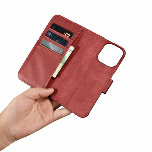 iCarer Maki apvalks 2in1 vāks iPhone 14 Pro Max ādas atverams vāks Anti-RFID sarkans (WMI14220728-RD)