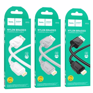 Kabelis USB A uz Lightning Hoco 2,4A 1 m X113 melns