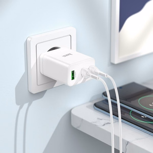 Lādētājs Hoco 2 x USB C + USB A QC3.0 PD 3A 35W N33 balts