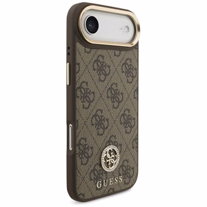 Guess 4G Strass Logo & Big Strap Metal Buttons Magnētiskais viedtālruņa apvalks iPhone Air - brūns