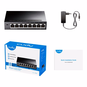 Cudy GS108 tīkla komutators Gigabit Ethernet (10/100/1000) melns