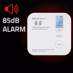 Qoltec 52577 Bezvadu oglekļa monoksīda (CO) sensors ar bateriju | sensora kalpošanas laiks 10 gadi | trauksme 85dB | LED