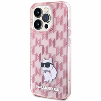 Karl Lagerfeld monogramma Choupette viedtālruņa apvalks iPhone 15 Pro Max - rozā