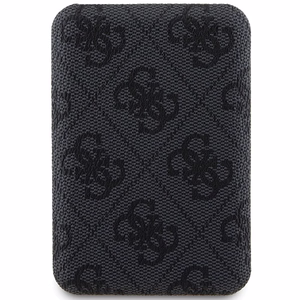 Guess indukcijas 15W GUPB5FP4EMGK 5000mAh portatīvais lādētājs melna/melna 4G ādas metāla logotips MagSafe