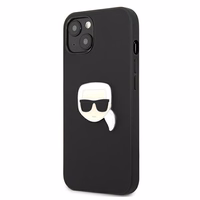 Karl Lagerfeld Ādas Ikonik Karl's Head Metāla apvalks iPhone 13 mini - melns