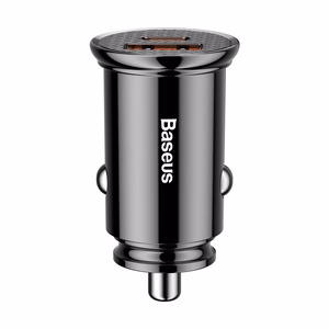 Baseus Circular Plastic QC 3.0 PD automašīnas lādētājs 1x USB-C - USB ports 30W melns