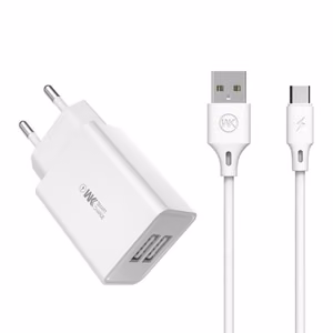 Зарядное устройство WK Design WP-U56 белое (2xUSB) + кабель Type-C 100 см