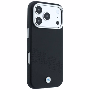 BMW maciņš IPHONE 18 Pro/17 Pro saderīgs ar MagSafe (Sign Inclined Deboss Letters) (krāsa: melna)