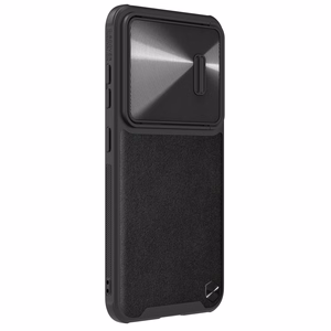 Nillkin CamShield Leather S viedtālruņa apvalks Samsung Galaxy S23+ ar kameras vāciņu melns
