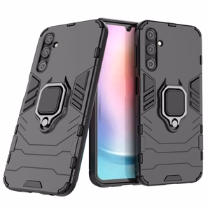 Viedtālruņa apvalks Ring Armor Samsung Galaxy A24 4G ar magnētisko turētāju un gredzenu - melns
