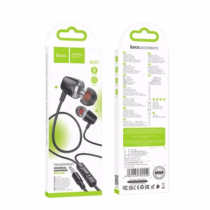 HOCO vadu austiņas Jack 3,5 mm ar mikrofonu M107 melnas