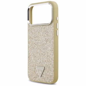 Guess Mirdzošs Trīsstūra Logotips Magnētiskais viedtālruņa apvalks iPhone 17 Pro Max zelta
