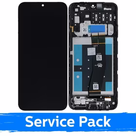 LCD Displejs Saderīgs ar Samsung A145 A14 4G (A145P/A145R) Melns Ar Frame (Service Pack)