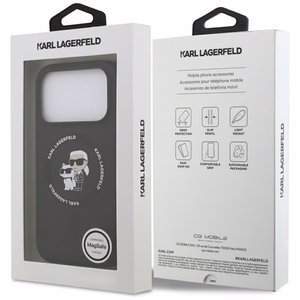 Karl Lagerfeld Silikona Karl&Choupette Gredzena Magnētiskais viedtālruņa apvalks iPhone 17 Pro Max - melna