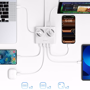 Orico PDC25 25W 6in1 strāvas sadalītājs 2x AC + 2x USB-A + 2x USB-C - balts