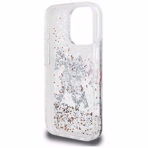 Karl Lagerfeld Liquid Glitter Choupette Logo macins iPhone 16 Pro - caurspidigs