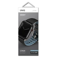 UNIQ siksniņa Linus Apple Watch Series 1/2/3/4/5/6/7/8/9/SE/SE2/Ultra/Ultra 2 42/44/45/49mm. Airosoft Silikona melns/melns