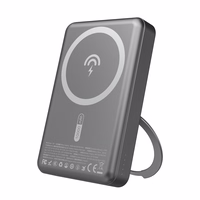 Dudao K28 10000mAh PD 22.5W Magnētiskā portatīvais lādētājs ar metāla apvalku un gredzena statīvu - pelēka