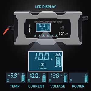Rectifier with repair function for AGM GEL LiFePO4 battery LCD (Qoltec 52493 Charger 12V 10A)