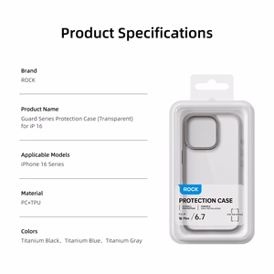 Rock Guard Series viedtālruņa apvalks Iphone 16 Pro Max caurspīdīgs-pelēks