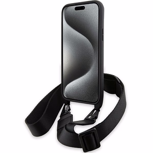 BMW M Edition oglekļa trīskrāsu līnijas un siksna viedtālruņa apvalks iPhone 15 Plus / 14 Plus - melns