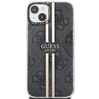 Guess IML 4G Gold Stripe viedtālruņa apvalks iPhone 15 Plus / 14 Plus - melns