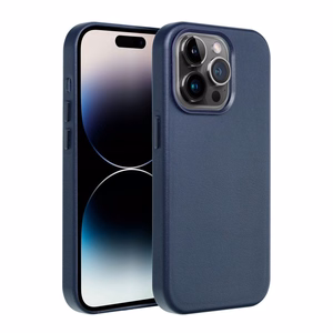 Чехол Leather Mag Cover (MagSafe) для iPhone 16 Plus тёмно-синий