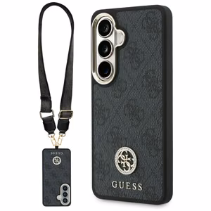 Guess 4G Big Rhinestone Triangle Strap MagSafe maciņš + siksniņa Samsung Galaxy S26 melns