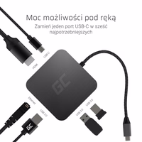 Green Cell AK61 portatīvā datora dokstacija USB 3.2 Gen 1 Type-C sudrabs