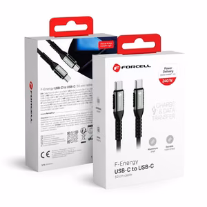 Cable USB C to USB C Forcell F-Energy QC4.0 PD 5A 240W Cafule 0.5 m C263 black