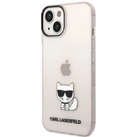 Karl Lagerfeld Caurspīdīgs Choupette Viedtālruņa apvalks iPhone 14 Plus / 15 Plus 6.7" - rozā