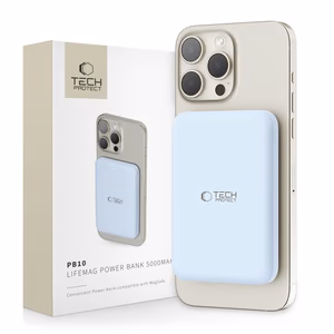 Tech-Protect LifeMag PB10 внешний аккумулятор с MagSafe 5000mAh 15W порт USB-C - синий + кабель USB-C