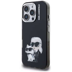 Karl Lagerfeld IML Aquarelle Karl & Choupette & Logo iPhone 16 Pro macins - melns
