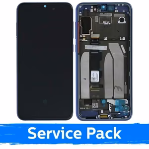LCD displejs saderīgs ar Xiaomi Mi 9 SE ar rāmi / zils / (Service Pack)
