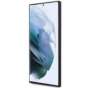 Guess 4G Collection Ādas Metāla Logotips Magnētiskais viedtālruņa apvalks Samsung Galaxy S24 Ultra - melna