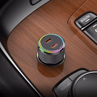 Automobiļa lādētājs Hoco 2 x USB C QC PD 50W NZ14B melns