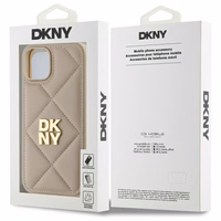 DKNY Quilted Stack Logo viedtālruņa apvalks iPhone 14 - bēšs
