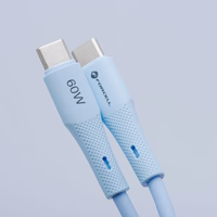 FORCELL F-ENERGY C344 kabelis Type C uz Type C QC4.0 PD 3A 60W Silikona 1 m zils