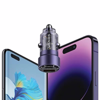 USAMS Auto lādētājs C39 USB+USB-C 60W Fast Charge violets CC208CC02 (US-CC208)