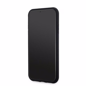 DKNY Ādas rūtainais magnētiskais apvalks iPhone 11 / Xr - melns