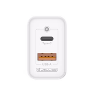 JELLICO sienas lādētājs C107 GaN PD 45W 1xUSB-C + 1xUSB QC3.0 balts