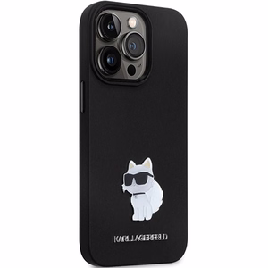 Karl Lagerfeld KLHCP13LSMHCNPK viedtālruņa apvalks iPhone 13 Pro / 13 - melns silikona C metāla piespraude