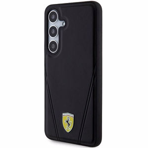 Ferrari Hot Stamp V Lines magnētiskais viedtālruņa apvalks Samsung Galaxy S24 - melns