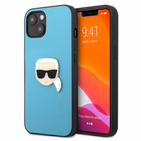 Karl Lagerfeld Ādas Ikonik Karl's Head Metāla apvalks iPhone 13 mini - zils