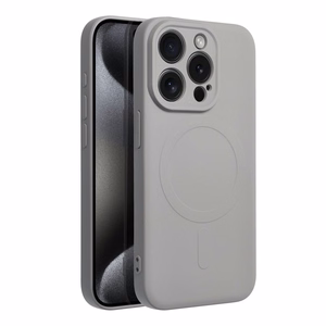 SILICONE MAG COVER viedtālruņa apvalks saderīgs ar MagSafe iPhone 15 Pro pelēks titāna