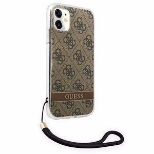 Guess GUOHCN61H4STW iPhone 11 brūns/brūns cietais apvalks 4G Print Siksna