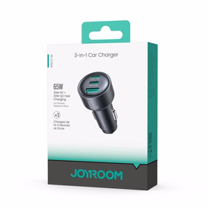 Joyroom JR-CCN19 65W 3-in-1 automašīnas lādētājs – krāsa: tumši pelēka