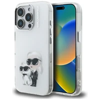 Karl Lagerfeld IML Aquarelle Karl & Choupette & Logo iPhone 16 Pro macins - balts