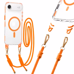 Tel Protect Strap Clear Case for iPhone 17 Air orange